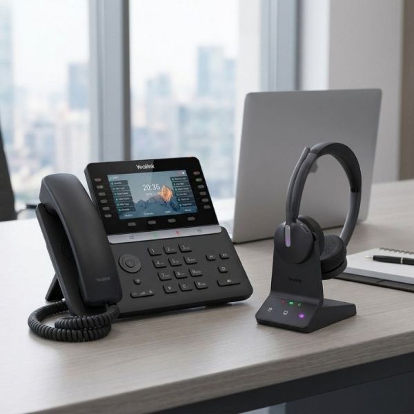 Pack Teléfono IP Yealink T85W + Yealink WH64 Auricular Inalámbrico Duo - IA