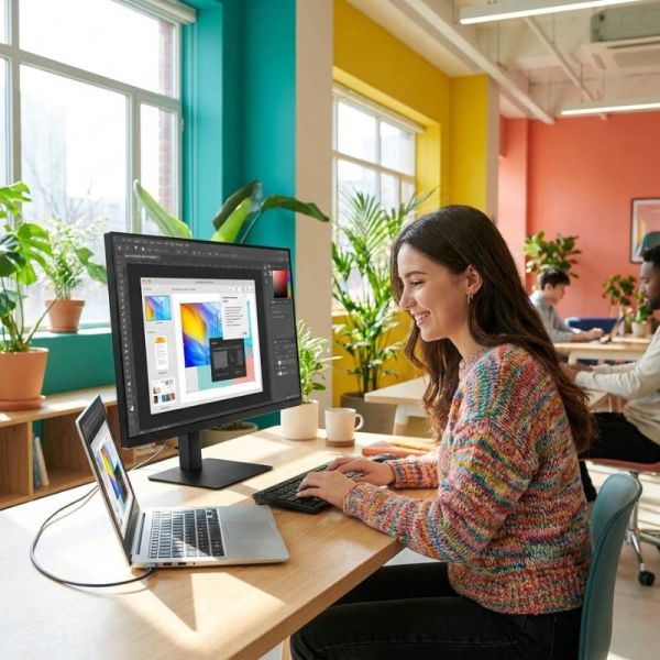 Samsung Essential S33GF Monitor FHD 24 inch office desk setup