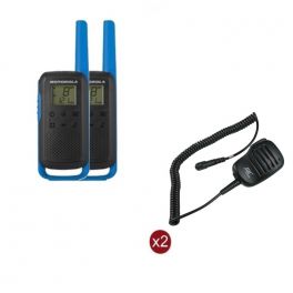 Pack de 2 Motorola T62 Bleu + Micros haut-parleurs déportés