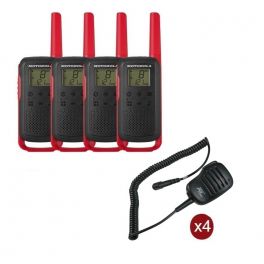 Pack de 4 Motorola T62 Rouge + Micros haut-parleurs déportés