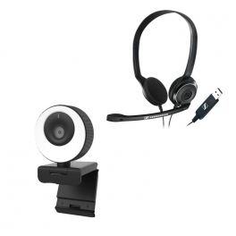 Sennheiser PC 8 USB  +  Cleyver HD Webcam met lichtring