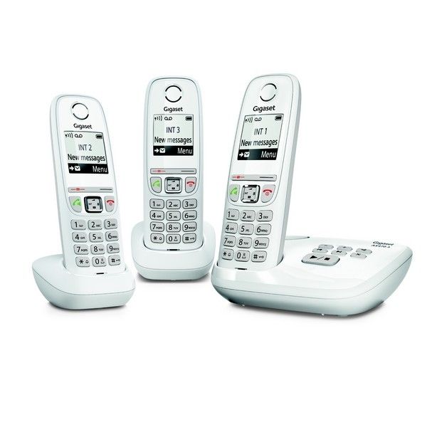 Téléphone fixe sans fil avec répondeur Gigaset AS470A Blanc Trio