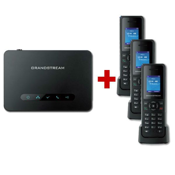 Pack trio : Base DECT Grandstream DP750 + 3 combinés DP720