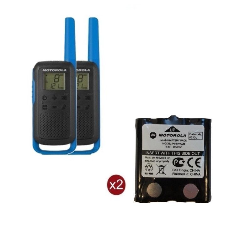 Pack de 2 Motorola T62 Bleu + Batteries de rechange