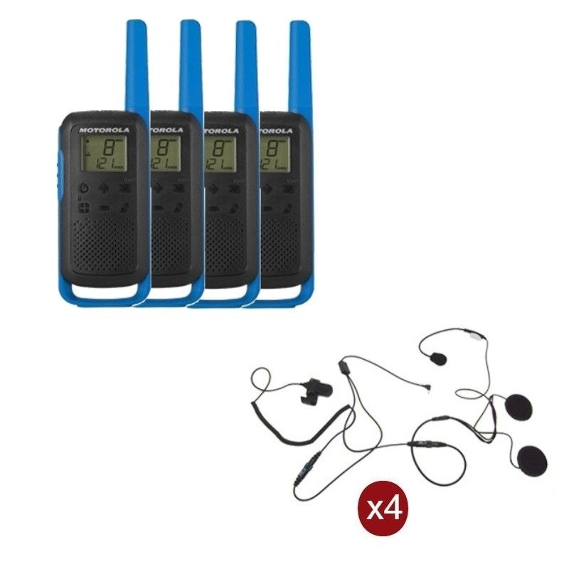 Pack de 4 Motorola T62 Bleu + Micro casque