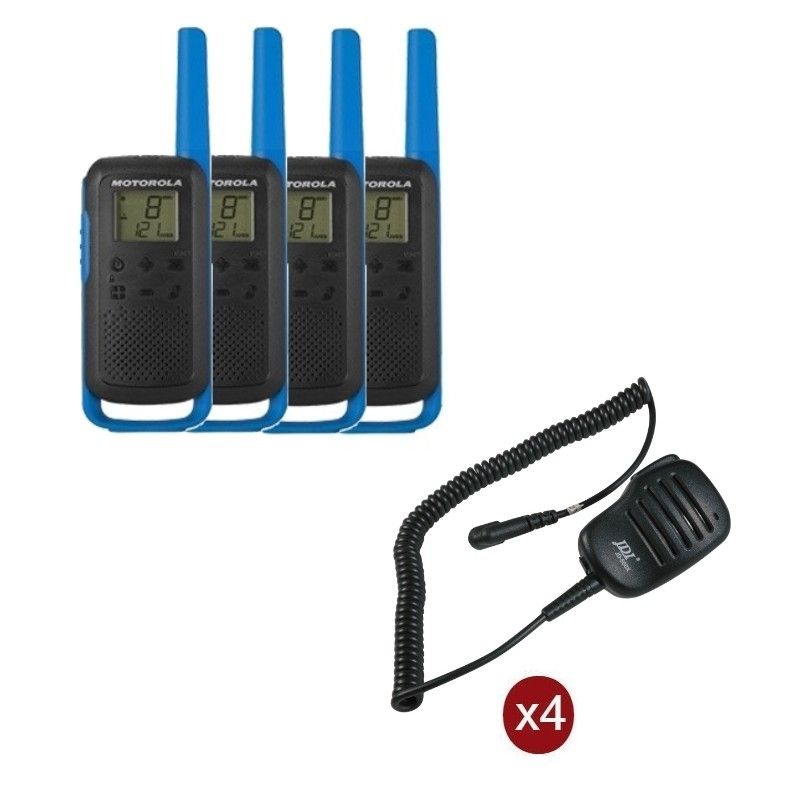 Pack de 4 Motorola T62 Bleu + Micros haut-parleurs déportés