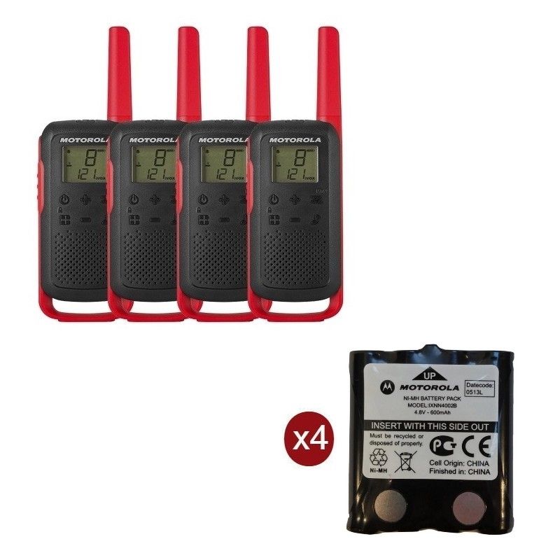 Pack de 4 Motorola T62 Rouge + Batteries de rechange