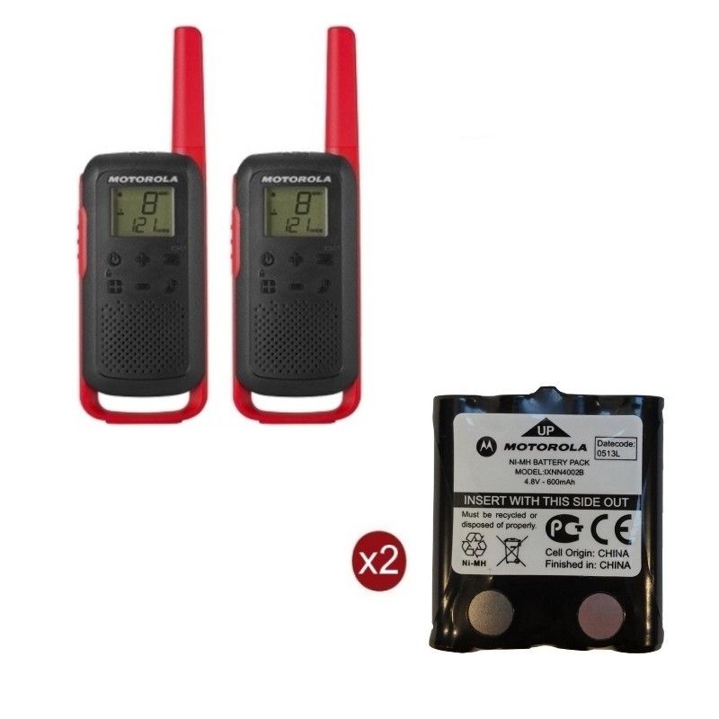 Pack de 2 Motorola T62 Rouge + Batteries de rechange