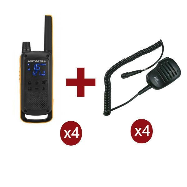 Pack de 4 Motorola Talkabout T82 Extreme + Micros haut-parleurs déportés