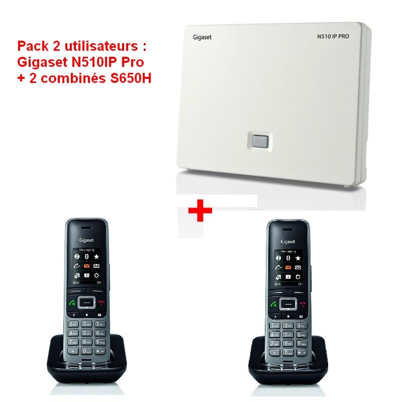 Pack 2 utilisateurs : Gigaset N510IP Pro + 2 combinés S650H