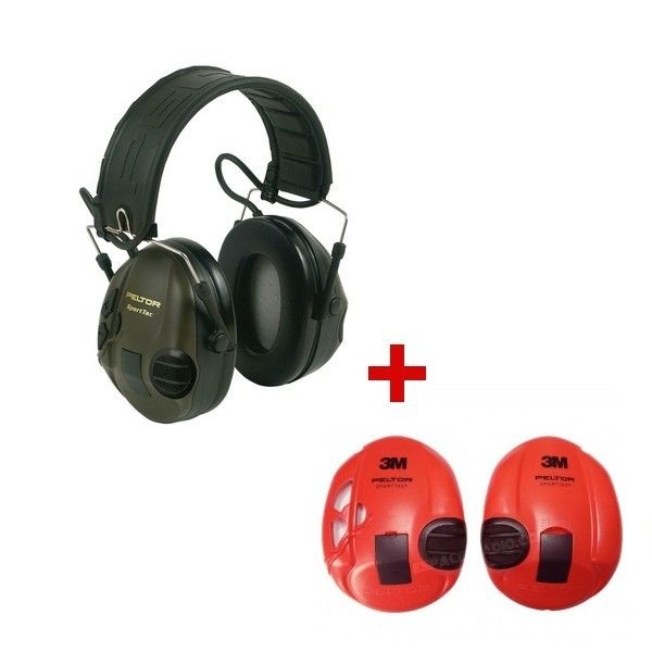 3M Peltor SportTac vert + Coques rouges