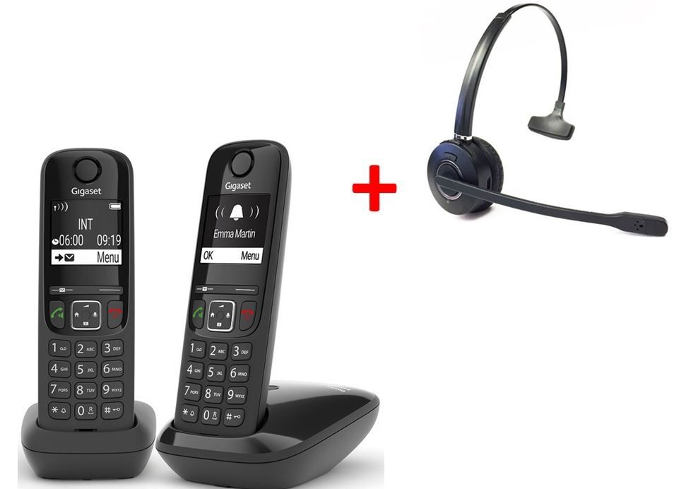 Gigaset AS690 DECT Duo + Casque Mono