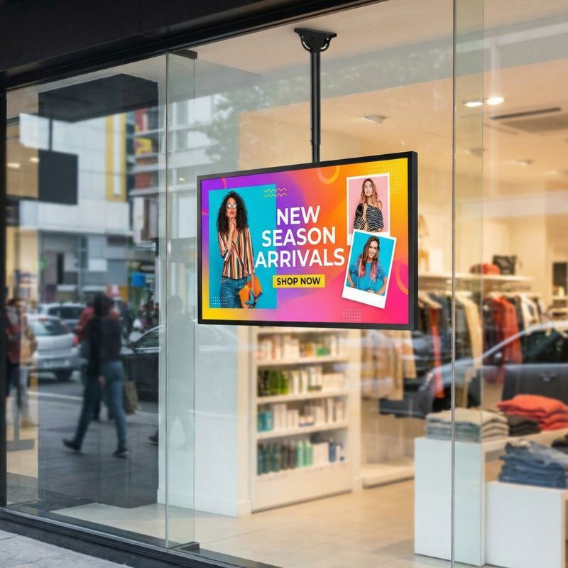 Pack écran vitrine Samsung OM46B 46'' + support plafond Neomounts