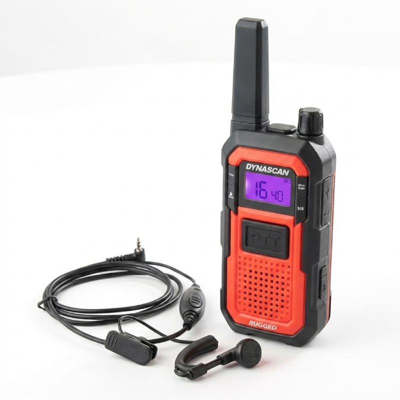 Pack talkie walkie Dynascan Rugged + contour d'oreille Dynascan F-15