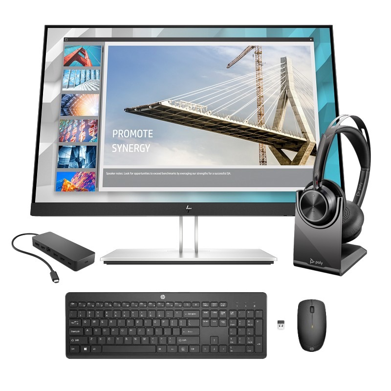 Pack HP Poly - Écran WUXGA 24'', Voyager Focus2 avec accessoires