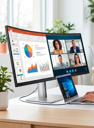 HP Écran incurvé DQHD E45c G5 - Onedirect