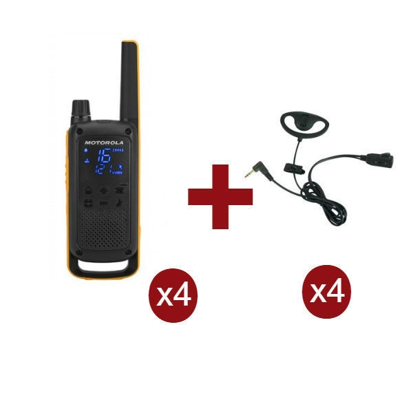 Pack de 4 Motorola Talkabout T82 Extreme + Kits Earloop