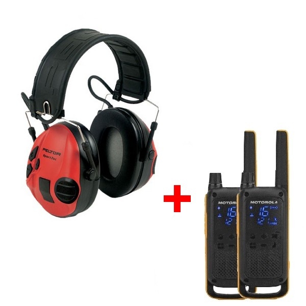 Pack Chasse: 3M Peltor casque antibruit SportTac Rouge + Motorola TLKR T82 Extreme