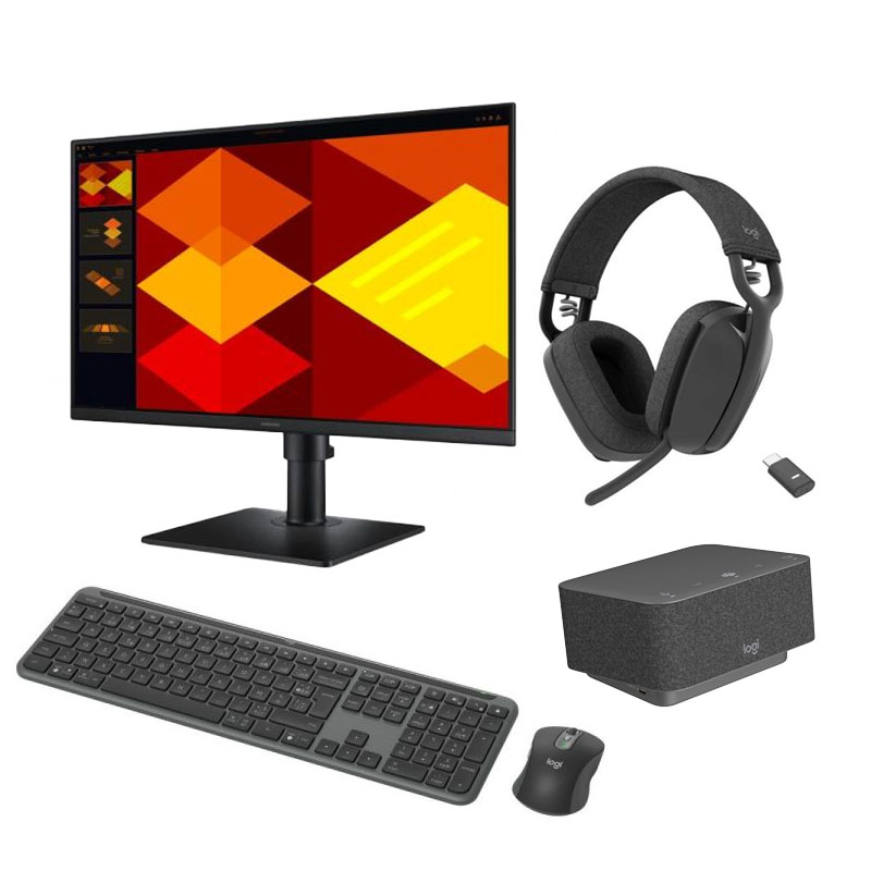 Pack Logitech & Samsung - écran 24'' + casque Zone Vibe Wireless + accessoires