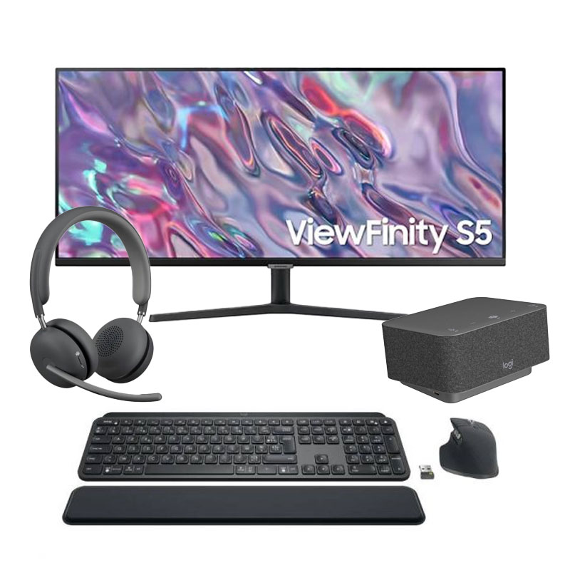 Pack Logitech & Samsung - écran 34'' + casque Zone Wireless Teams + accessoires
