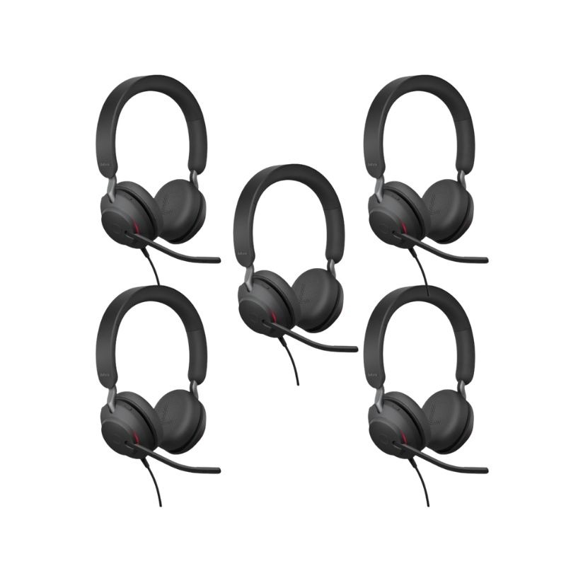 Pack 5 casques filaires Jabra Evolve2 40 SE USB C/A MS Stereo