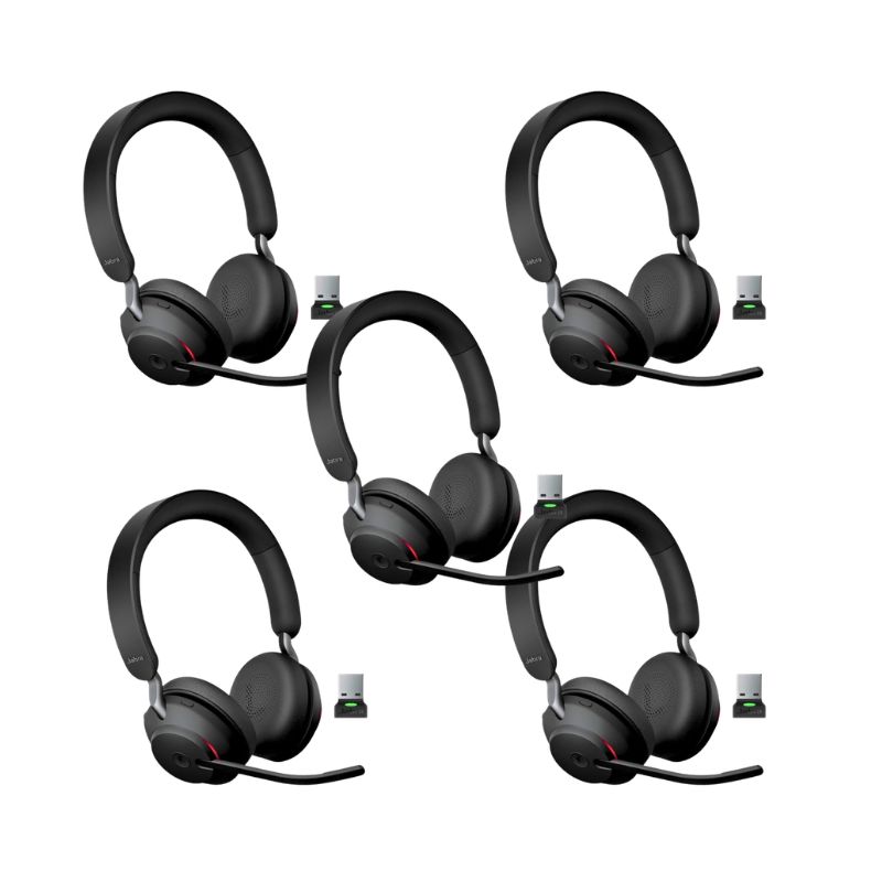 Pack 5 casques sans fil Jabra Evolve2 65 USB-A Duo MS