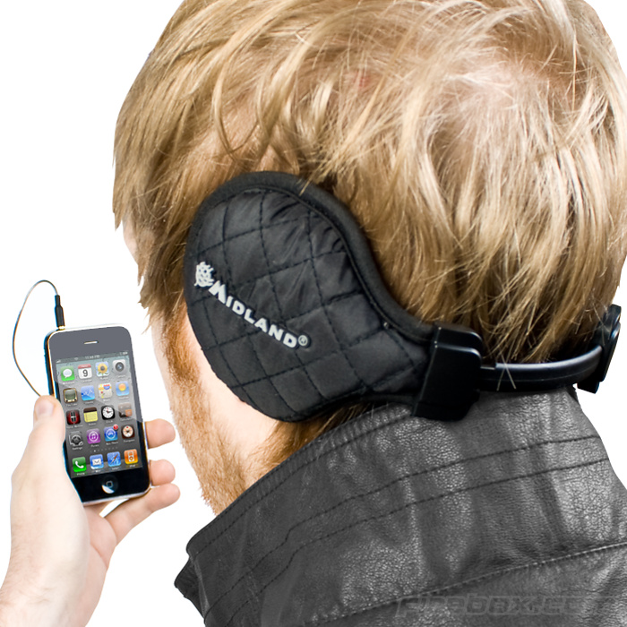 Casque Midland Subzero : écouteurs inbtégrés dans un cache-oreillelle, micro intégré sur le cordon. Pour téléphone mobile, lecteur MP3, ipod, iPhone, talkie-walkie alan midland