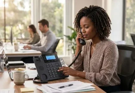 Téléphone Grandstream dans un bureau