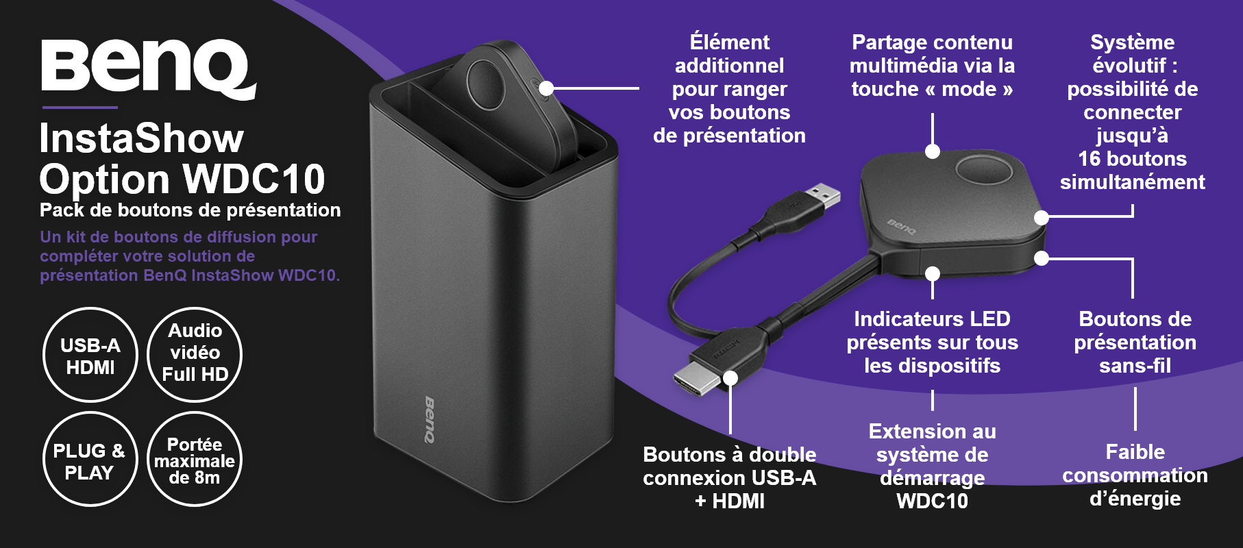 BenQ InstaShow Option WDC10 – Pack de boutons de présentation