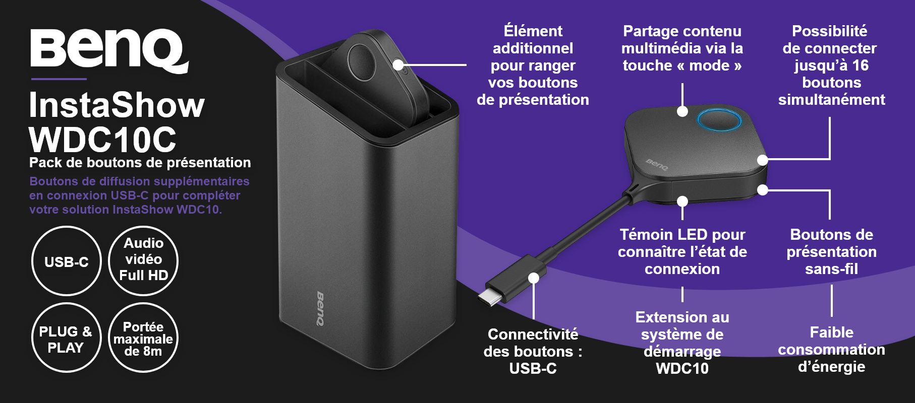 BenQ InstaShow WDC10C – Pack de boutons de présentation