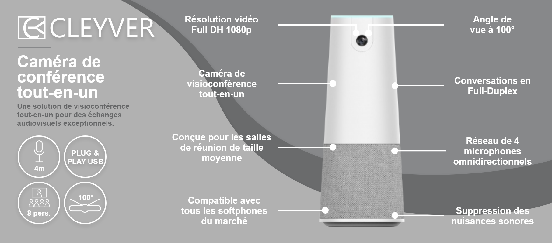 Caméra de conférence tout-en-un Cleyver