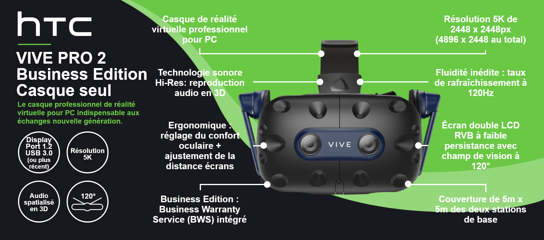 HTC VIVE PRO 2 Business Edition – Casque seul