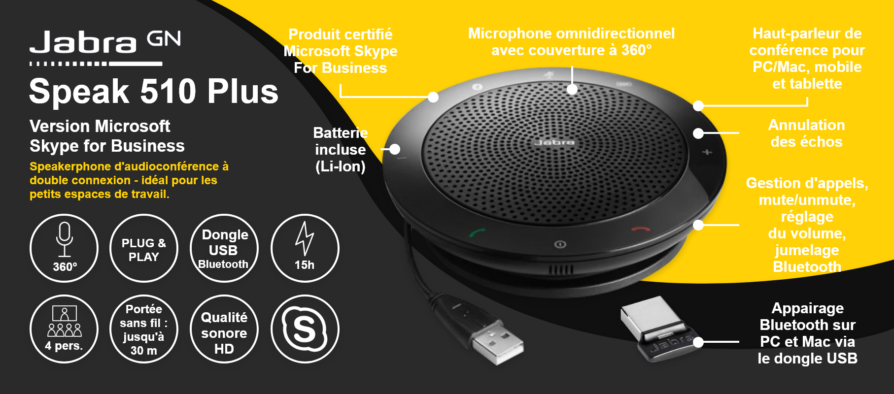 Jabra Speak 510 Plus - Version Microsoft Skype for Business 