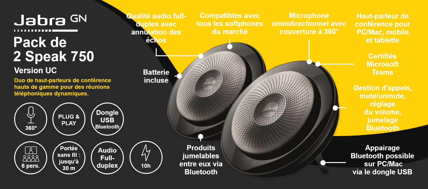 Pack de 2 Jabra Speak 750 - Version UC