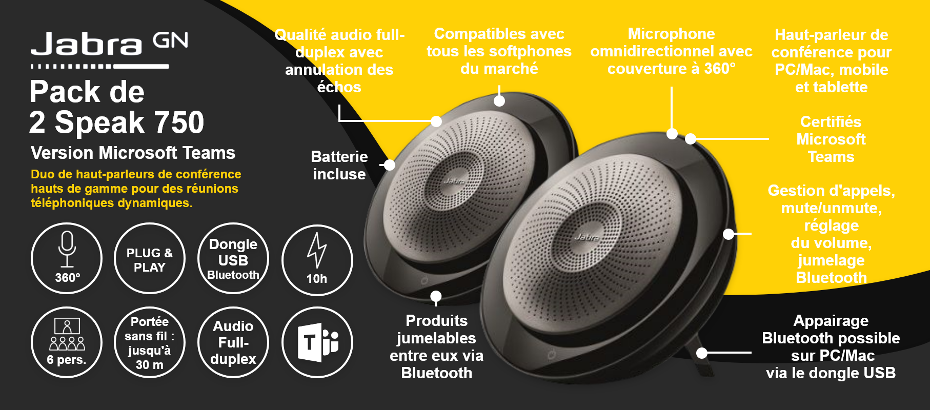 Pack de 2 Jabra Speak 750 - Version Microsoft Teams