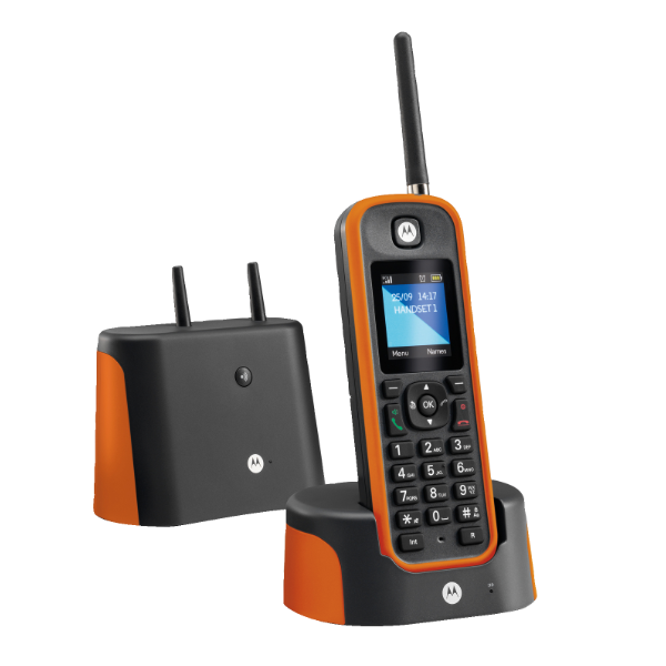 Téléphone Fixe Sans Fil Motorola DOT201 - Haut-parleur Mains Libres, Blocage Appels, 100 Contacts - Noir
